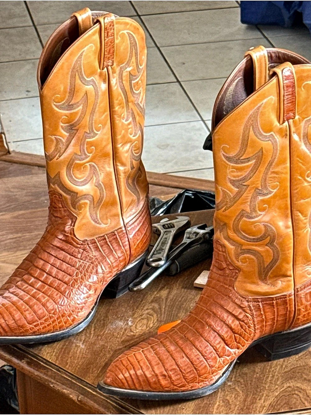 Tony Lama 1825 CB 445 Western Leather Cowboy Boots US 12 D Brown